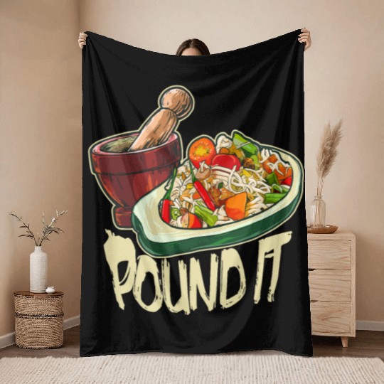 Pound It Green Spicy Thai Papaya Salad Throw Blankets