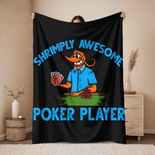 Funny Shrimp/Prawn Pun. Shrimply Awesome Poker Throw Blankets