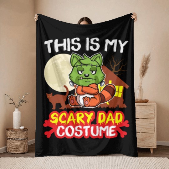 This Is My Scary Dad Costume Funny Halloween Throw Blankets