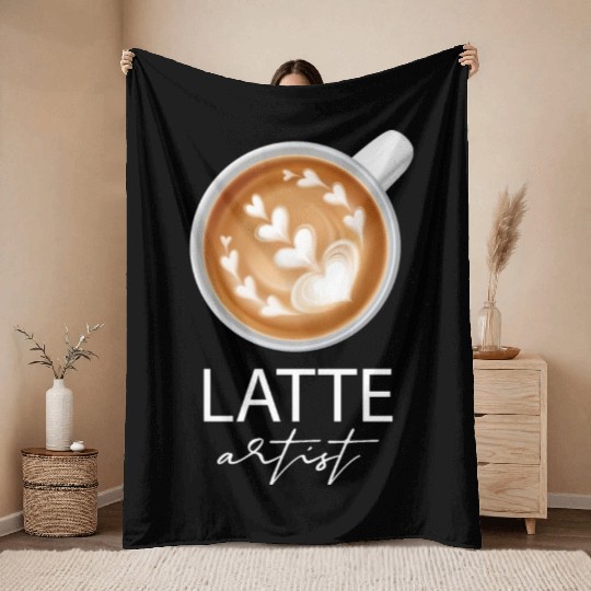 Latte Artist Coffee Lover Throw Blankets