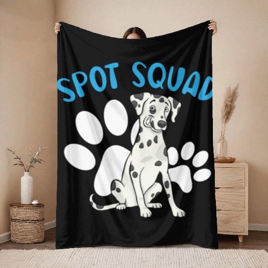 Spot Squad Paw Love Puppy Breeder Dalmatian Dog Throw Blankets