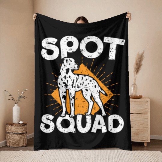 Spot Squad Paw Love Puppy Breeder Dalmatian Dog Throw Blankets