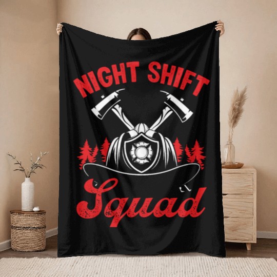 Night Shift Squad Firefighter Fire Mask Fire Hose Throw Blankets