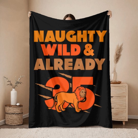 Gift 35 years birthday Men lion Throw Blankets