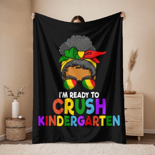 Juneteenth Messy Bun Ready To Crush Kindergarten Throw Blankets