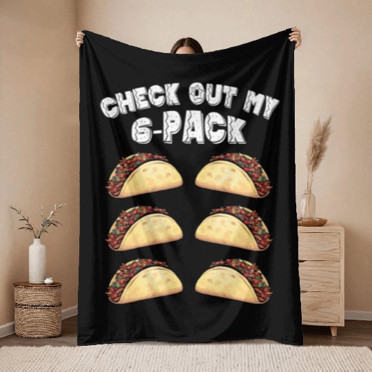 6 Pack Fitness Taco Funny Mexican Gym Taco Lovers Throw Blankets