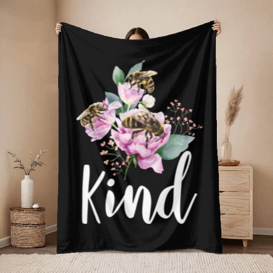 Bee Kind Save The Bees Earth Day Throw Blankets