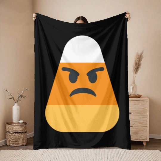 Angry Candy Corn Halloween Costume Throw Blankets