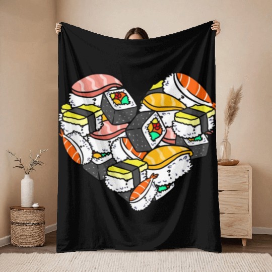Sushi Heart For Sushi Lover Throw Blankets