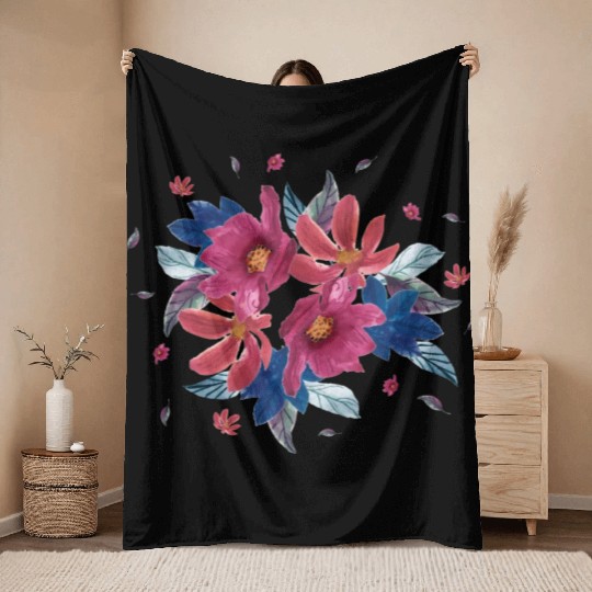 Summer wild flowers mix Throw Blankets