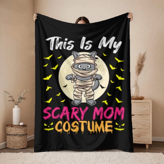 This Is My Scary Mom Costume Funny Halloween Throw Blankets