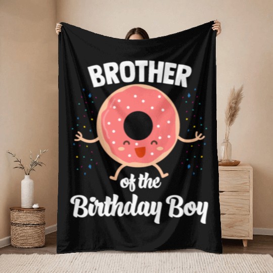 Brother of The Birthday Boy Donut Throw Blankets