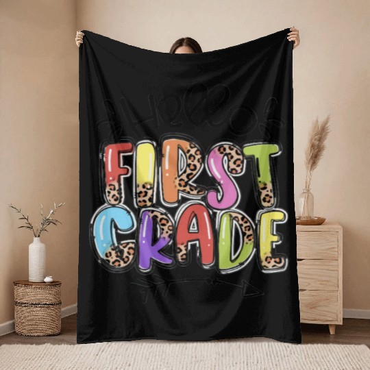 Hello First Grade Back to School Student Teacher Throw Blankets