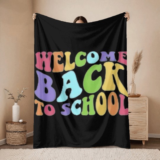 Colorful Welcome Back to School Student Teacher Throw Blankets