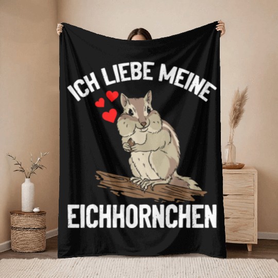 I Love My Squirrels Squirrel With Hearts Squirrel Throw Blankets