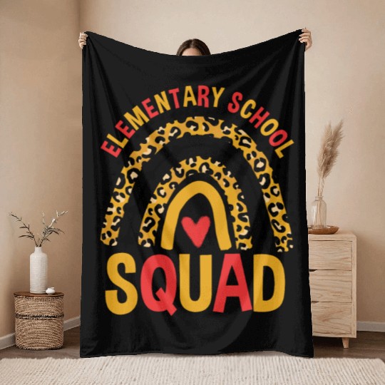 Back To School Leopard Elementary School Squad Throw Blankets