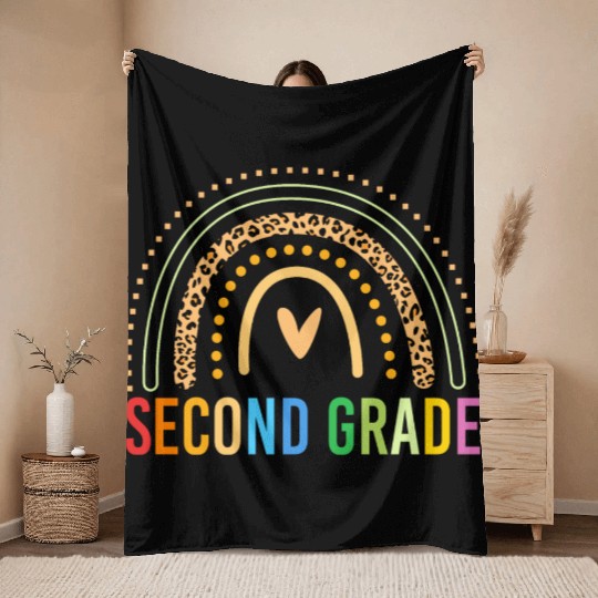 Second Grade Teacher School 2nd Grade Rainbow Throw Blankets