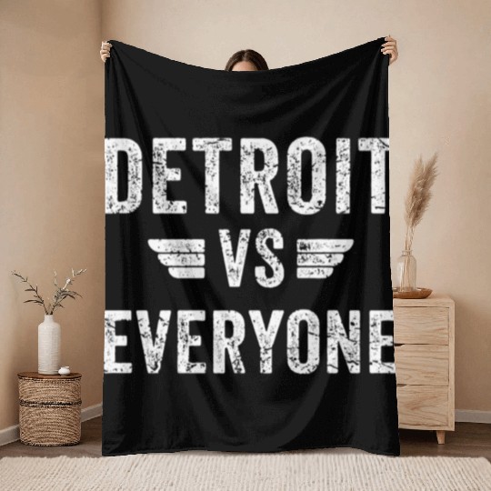 Detroit Vs Everyone Funny Michigan Throw Blankets