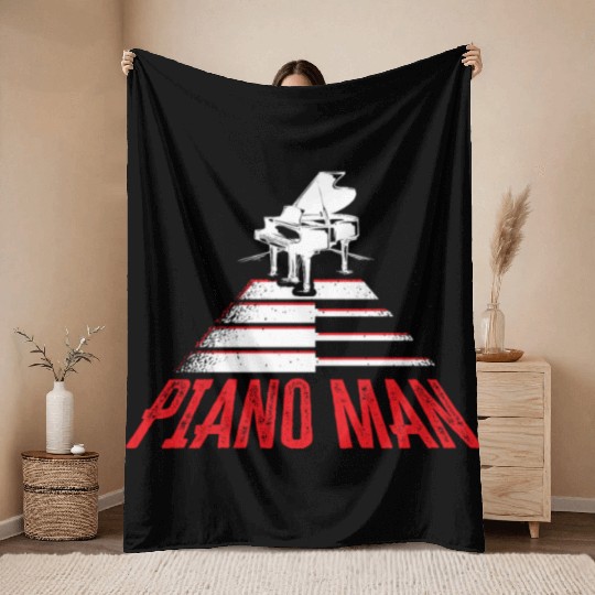 Piano Man Musician Musical Instrument Pianist Throw Blankets