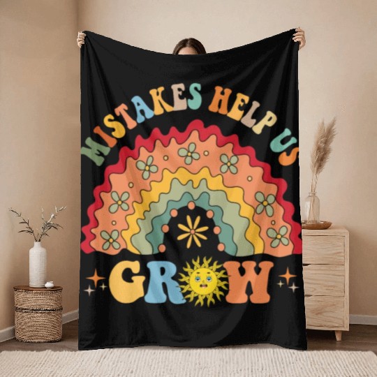 Mistakes Help Us Grow Groovy Growth Mind Throw Blankets