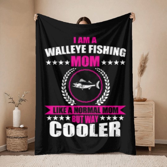 Walleye Fishing Mom For Women Throw Blankets