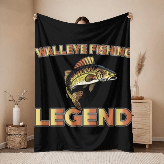 Great Walleye Fishing Legend Throw Blankets