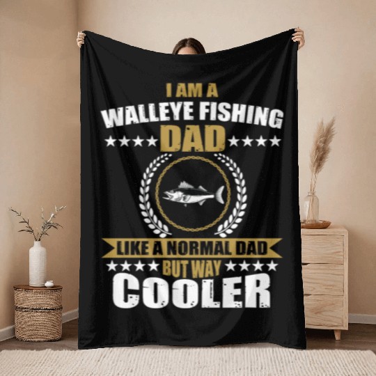 Walleye Fishing Dad For Men Throw Blankets