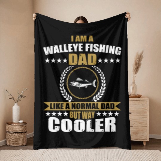 Walleye Fishing Dad For Men Throw Blankets