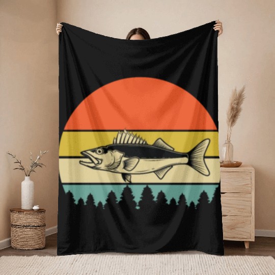 Walleye Fishing Throw Blankets