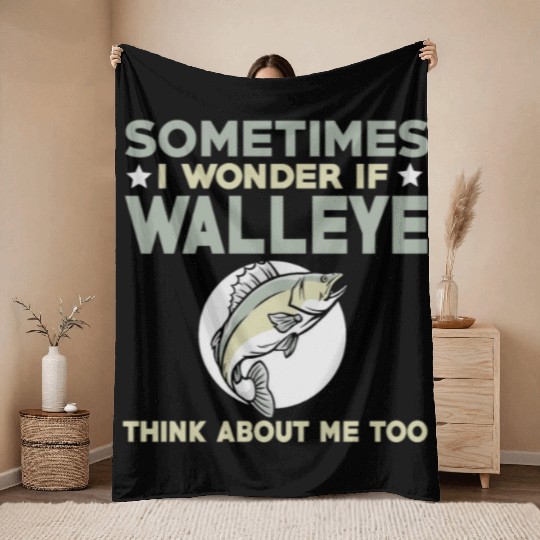 Funny Walleye Fishing Lover Throw Blankets