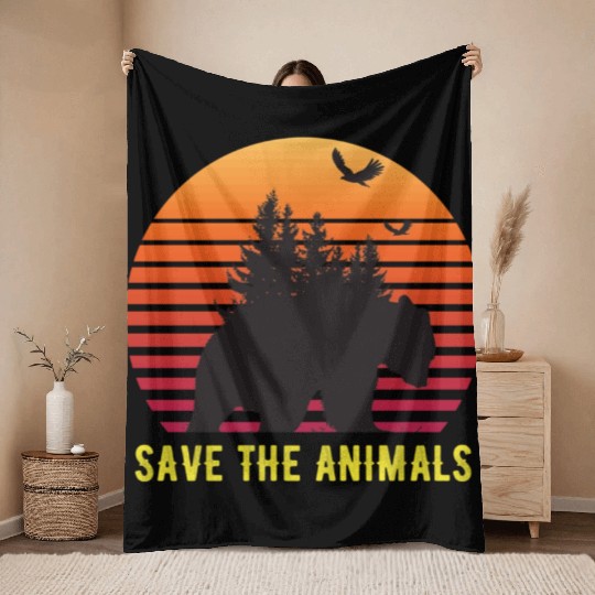 Save The Animals Earth Day Throw Blankets