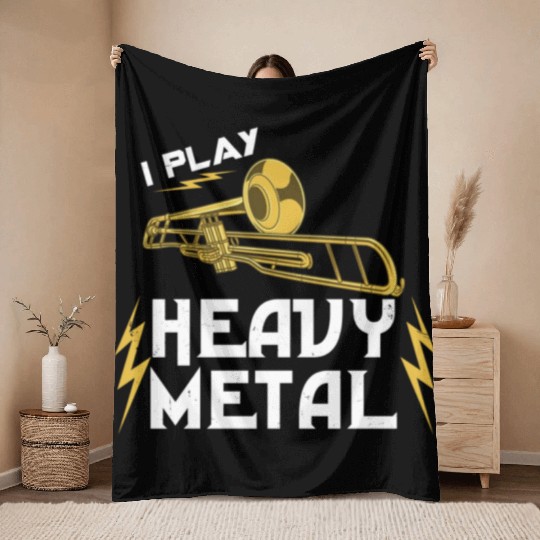 I Play Heavy Metal For Trombone Player Throw Blankets
