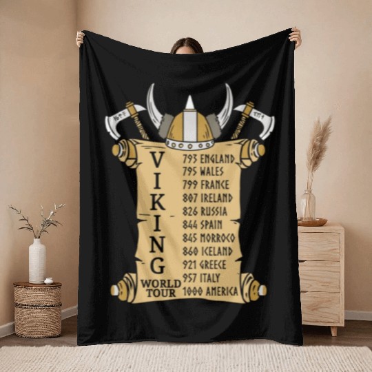 Viking World Tour For Vikings Lover Throw Blankets
