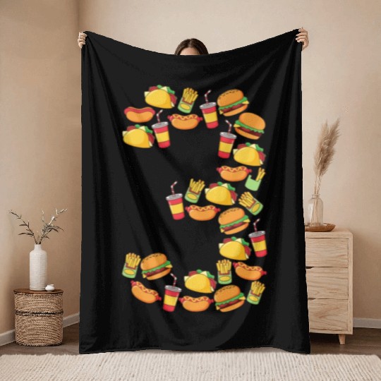Taco Hot dog Hamburger Kids Boys 3 Year Old Outfit Throw Blankets
