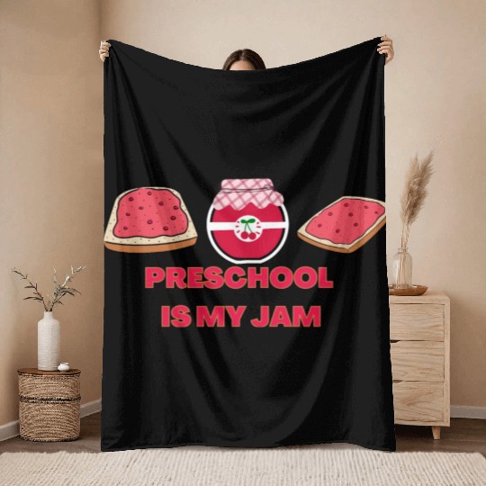 Team Preschool Is My Jam Pre-K Teacher Student Throw Blankets