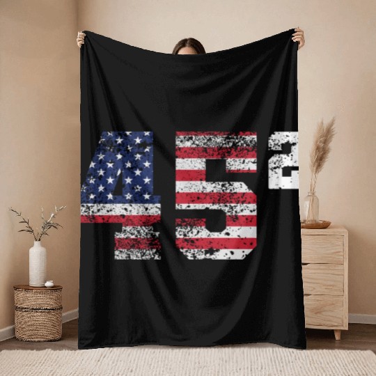 Trump 45 Squared Republican Throw Blankets