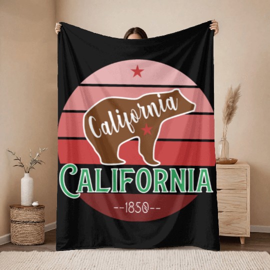 California Bear Flag Throw Blankets