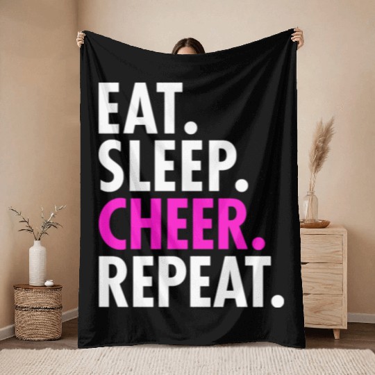 Eat Sleep Cheer Repeat Cheerleading Girls Women Cu Throw Blankets
