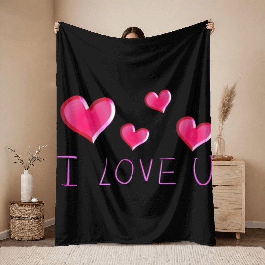 i love you heart text valentines day Throw Blankets