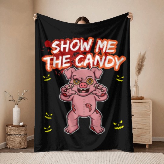 Show Me The Candy Halloween Costume Trick Or Treat Throw Blankets