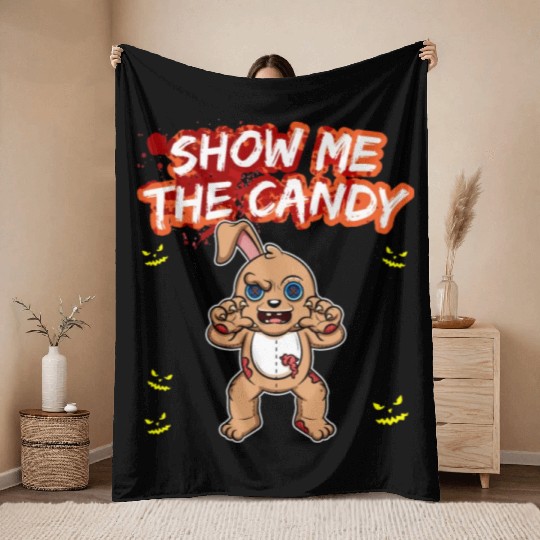 Show Me The Candy Halloween Costume Trick Or Treat Throw Blankets