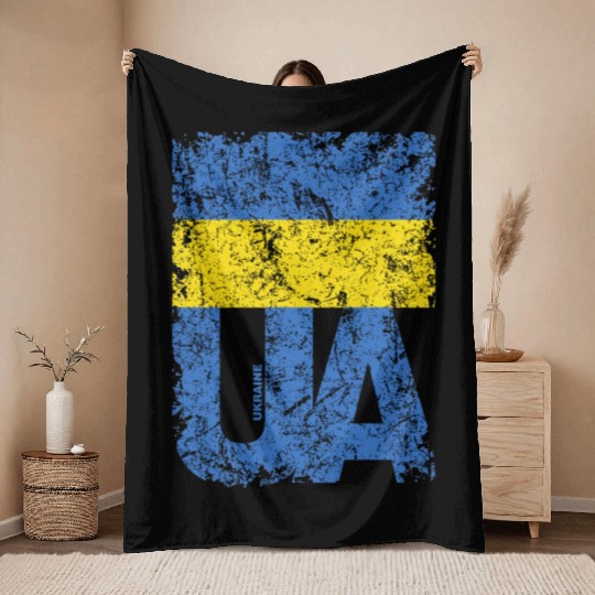 I stand with Ukraine. Support Ukraine. Stop War Throw Blankets