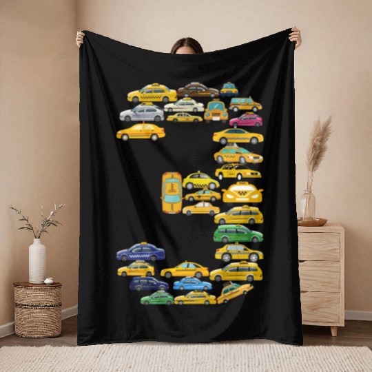3rd Birthday Gift Taxi Car Boys Kids 3 Year Old Throw Blankets