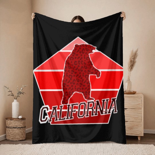 California Bear Flag Throw Blankets
