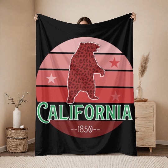 California Bear Flag Throw Blankets