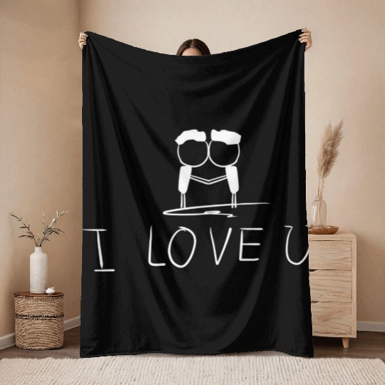 i love you gay couple Throw Blankets