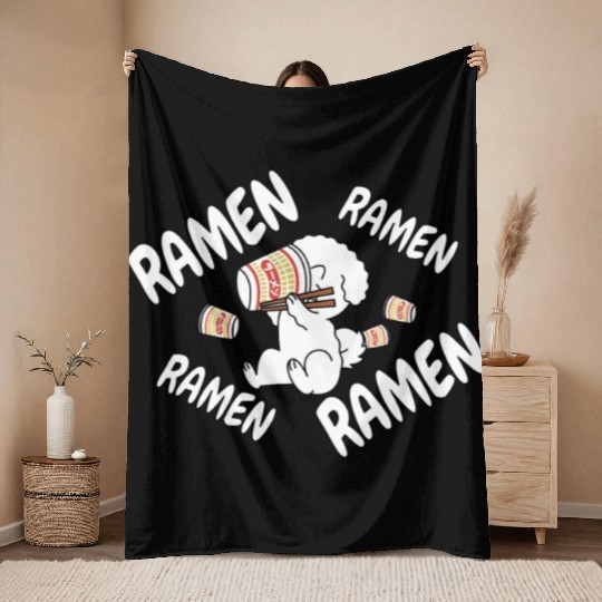 Bichon Frise Instant Ramen Noodles Throw Blankets