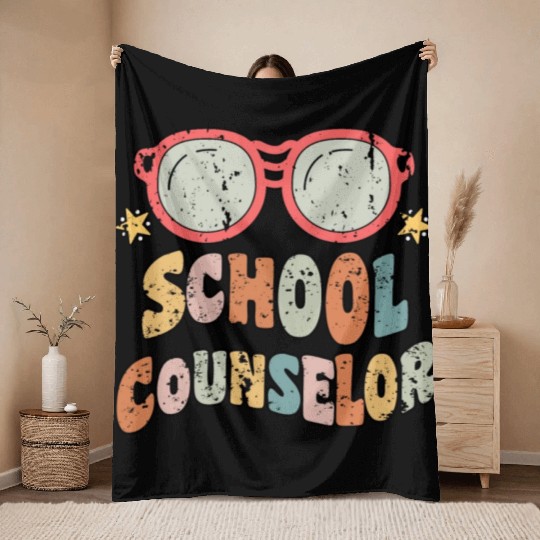 School Counselor Groovy Retro Throw Blankets