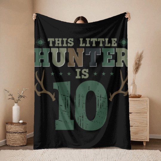 Buck Deer Hunting Hunter Kid 10th Throw Blankets