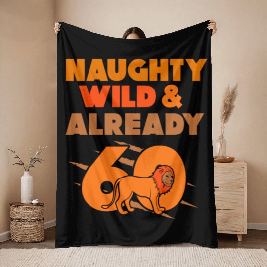 Gift 60 years birthday Men lion Throw Blankets